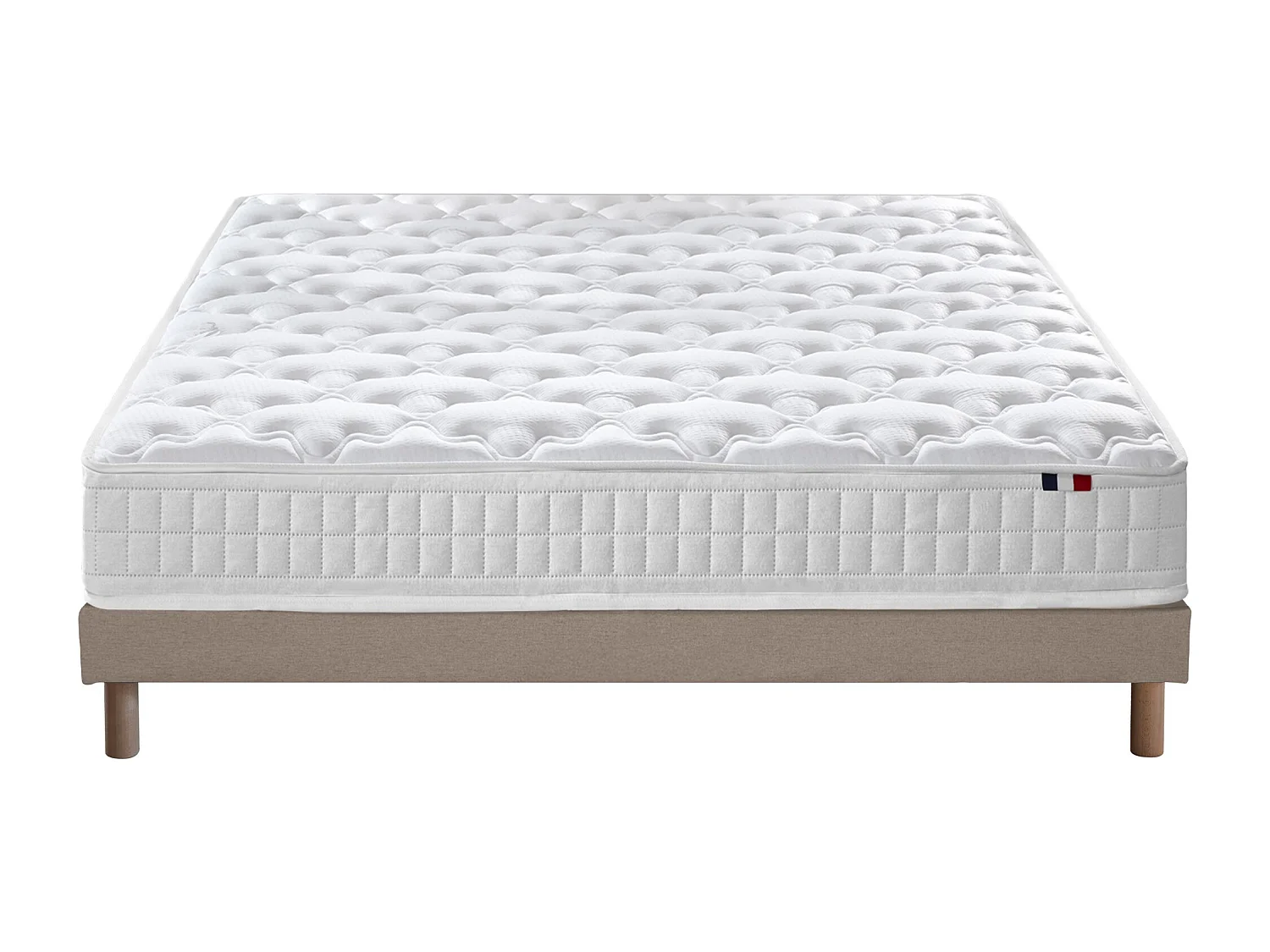 Ensemble matelas ressorts ASTRE + sommier pour un confort durable Dimensions - 140 x 200 cm, Sommier - Beige