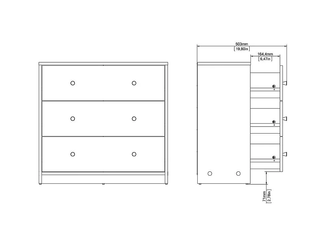 Comme 3 tiroirs L72,4 cm - LISE
