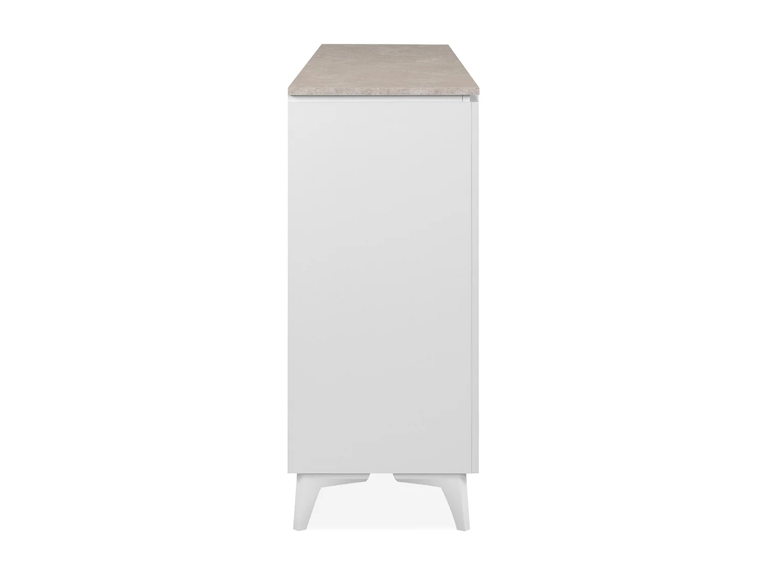 Commode 2 portes et 3 tiroirs décor travertin et blanc L133cm - BERTRIX