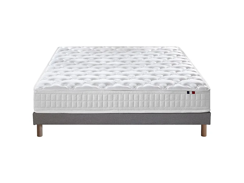 Ensemble matelas ressorts ASTRE + sommier pour un confort durable Dimensions - 160 x 200 cm, Sommier - Gris