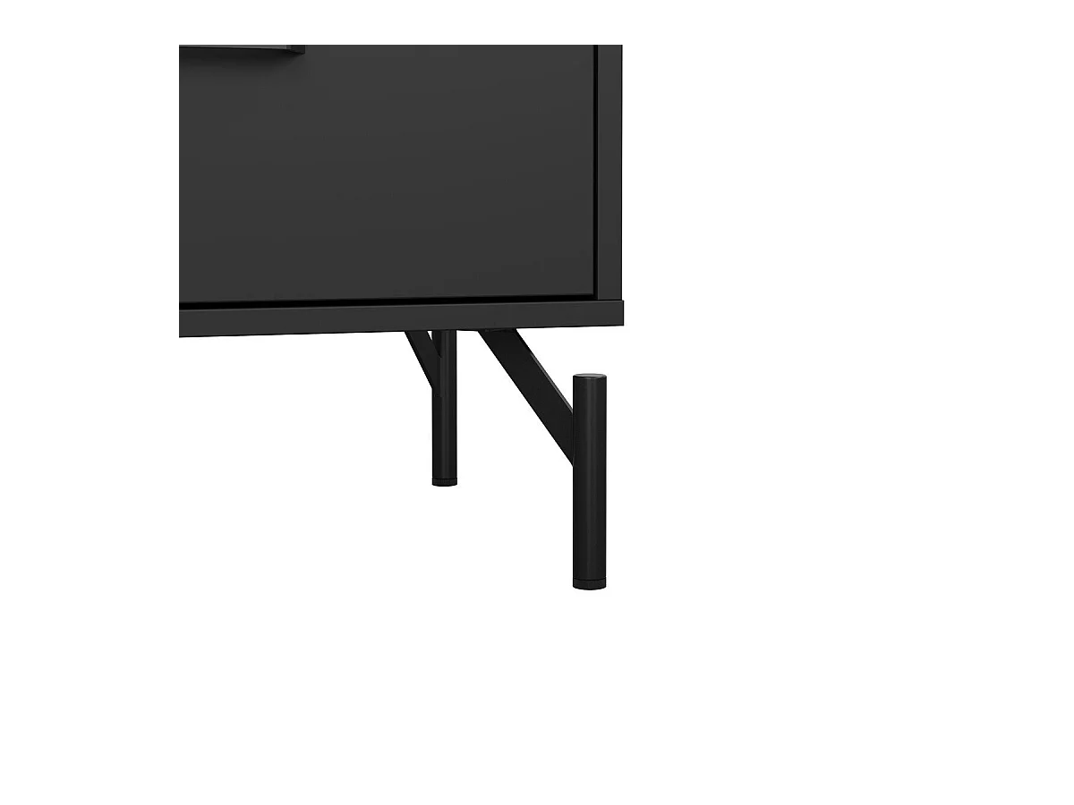 Commode 3 tiroirs noir mat avec piètement métal L99 cm - BORA