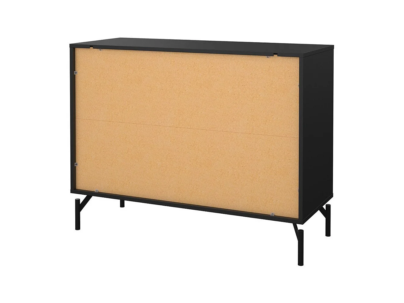 Commode 3 tiroirs noir mat avec piètement métal L99 cm - BORA