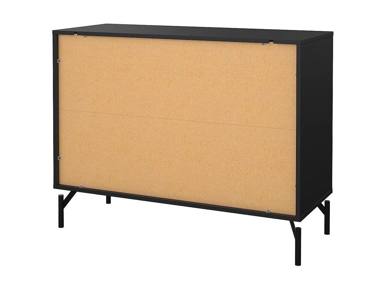 Commode 3 tiroirs noir mat avec piètement métal L99 cm - BORA