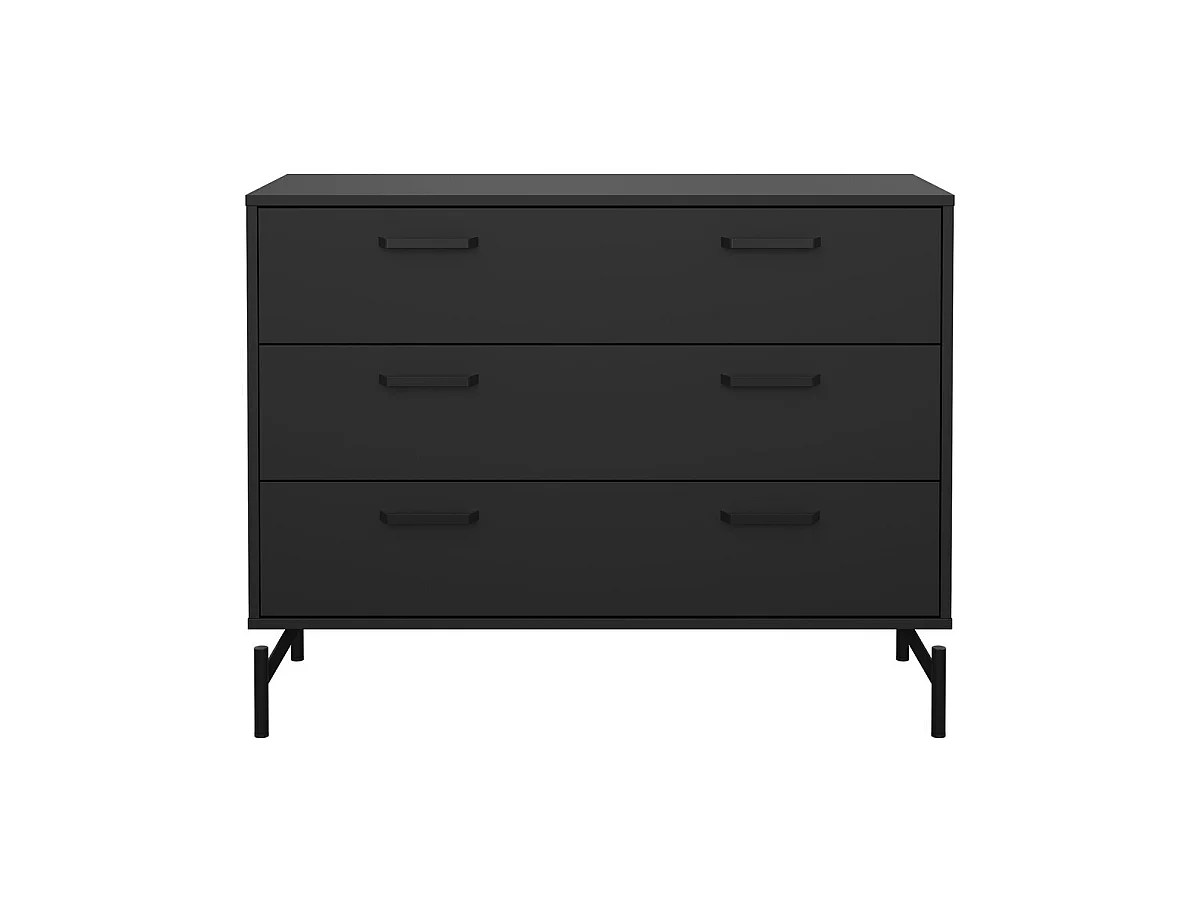 Ladekast met 3 lades matzwart met metalen onderstel B98,7 cm – BORA