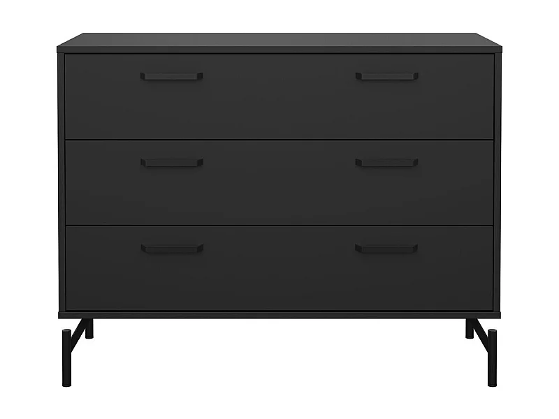 Ladekast met 3 lades matzwart met metalen onderstel B98,7 cm – BORA