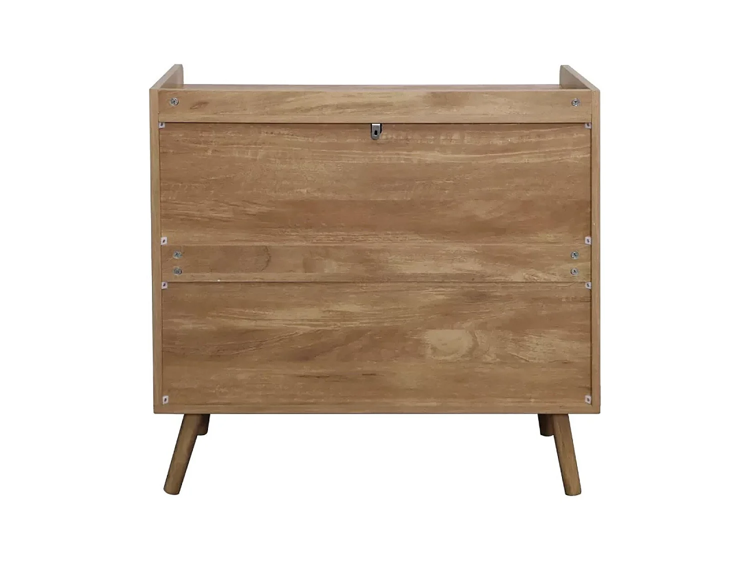Commode 3 tiroirs avec façades en rotin naturel L80 cm - PALMO