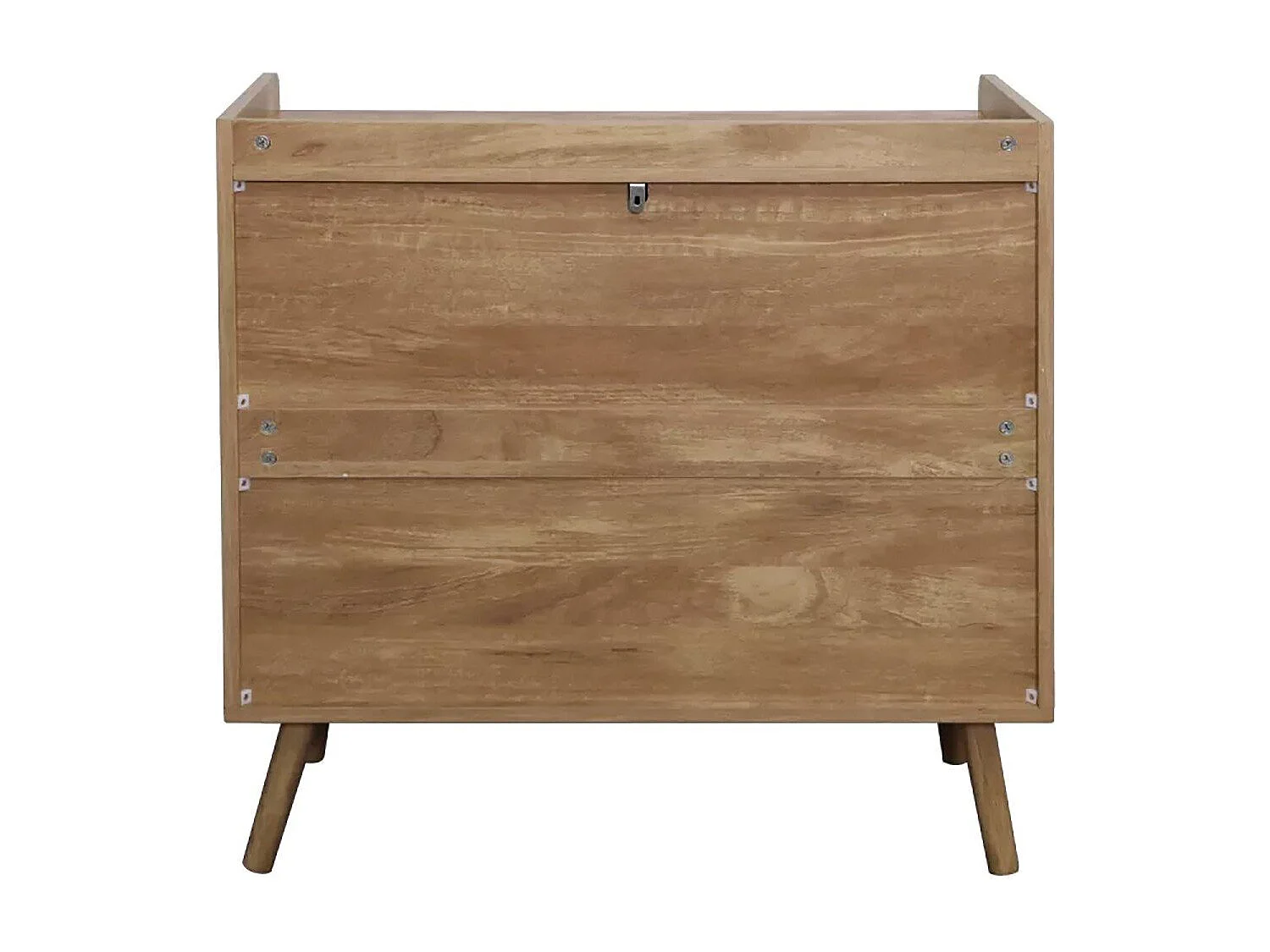 Commode 3 tiroirs avec façades en rotin naturel L80 cm - PALMO