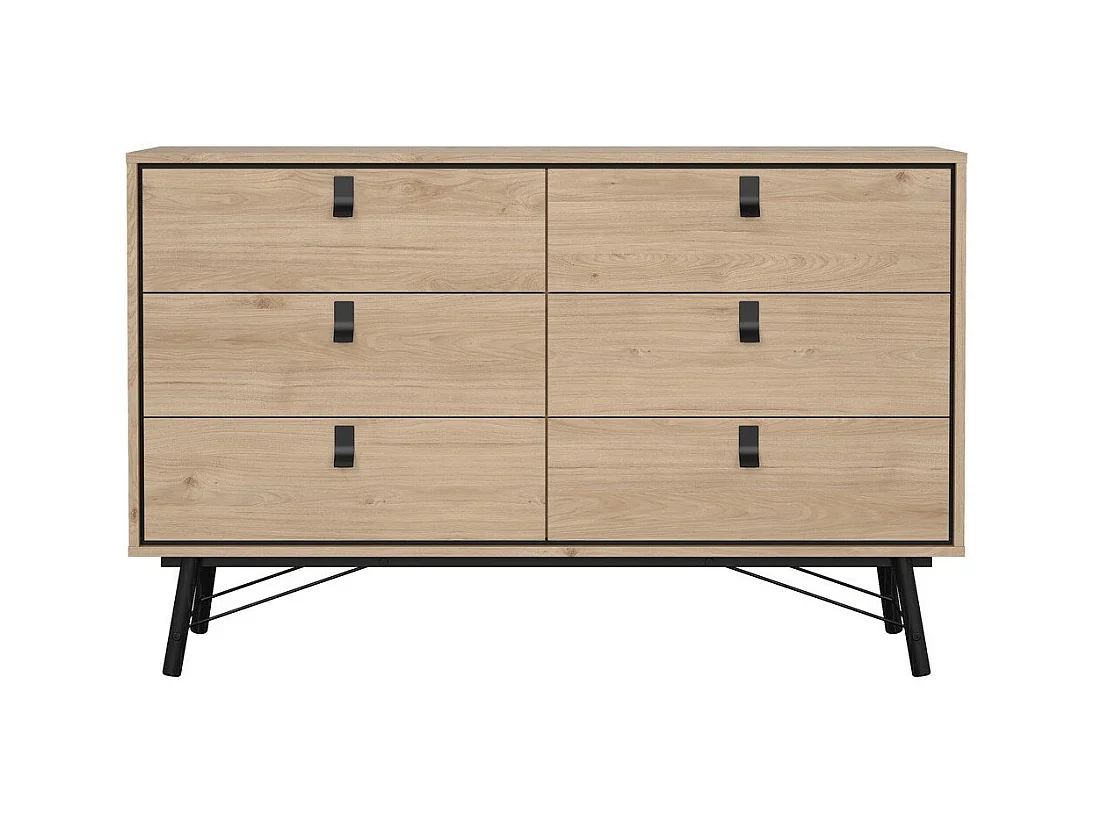 Commode double 6 tiroirs avec piètement métallique L150,3 cm - JOYCE