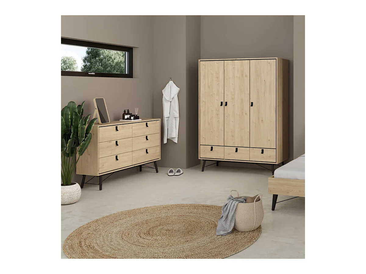 Dubbele ladekast met 6 lades en metalen onderstel B150,3 cm – JOYCE