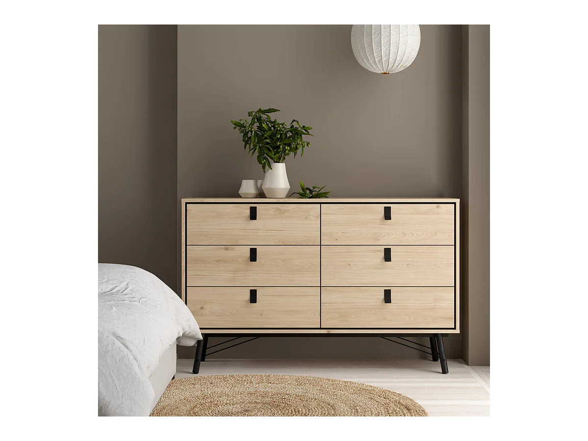 Dubbele ladekast met 6 lades en metalen onderstel B150,3 cm – JOYCE