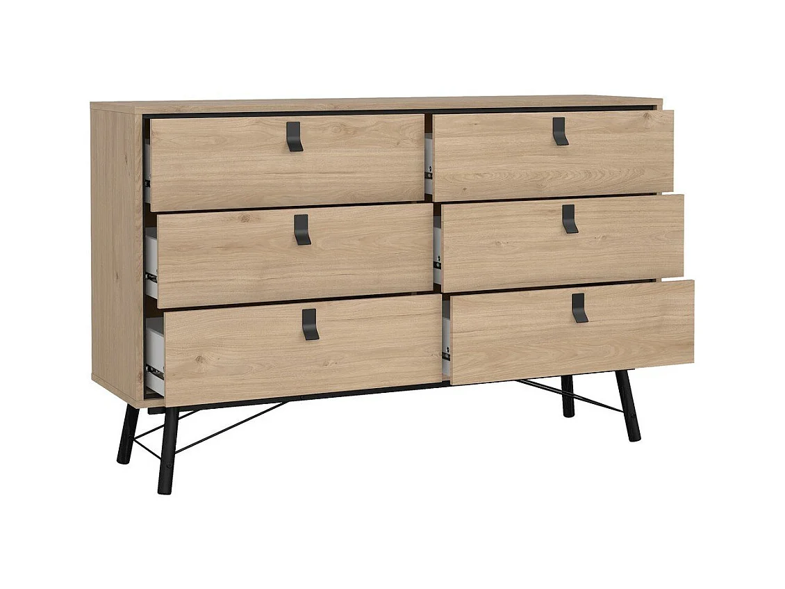 Dubbele ladekast met 6 lades en metalen onderstel B150,3 cm – JOYCE