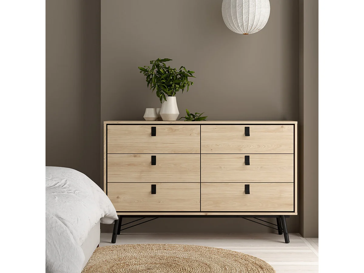 Commode double 6 tiroirs avec piètement métallique L150,3 cm - JOYCE