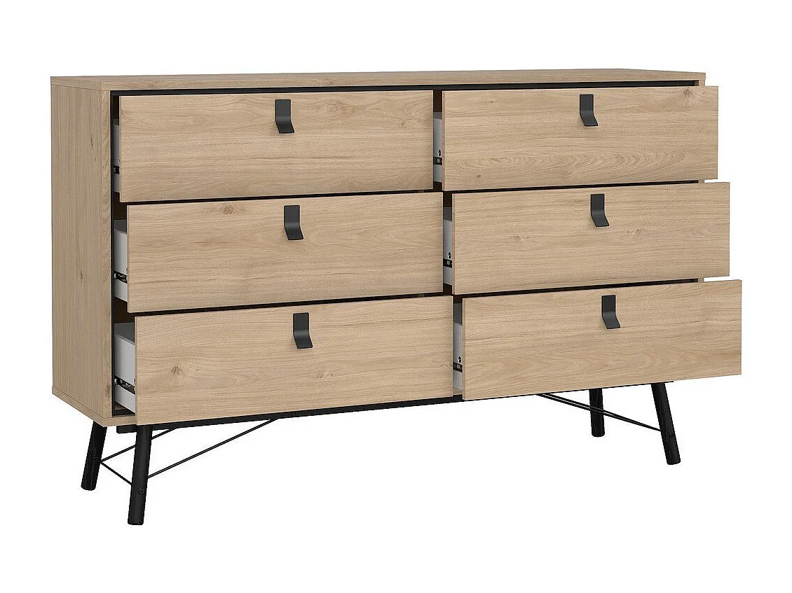 Commode double 6 tiroirs avec piètement métallique L150,3 cm - JOYCE