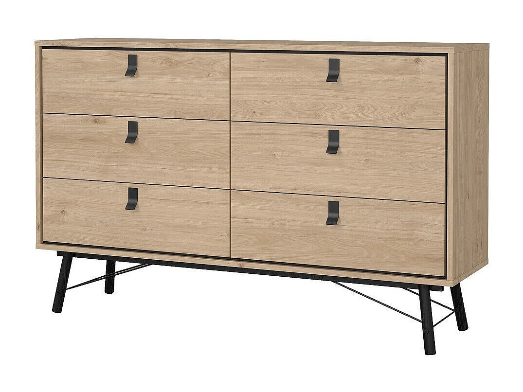 Commode double 6 tiroirs avec piètement métallique L150,3 cm - JOYCE