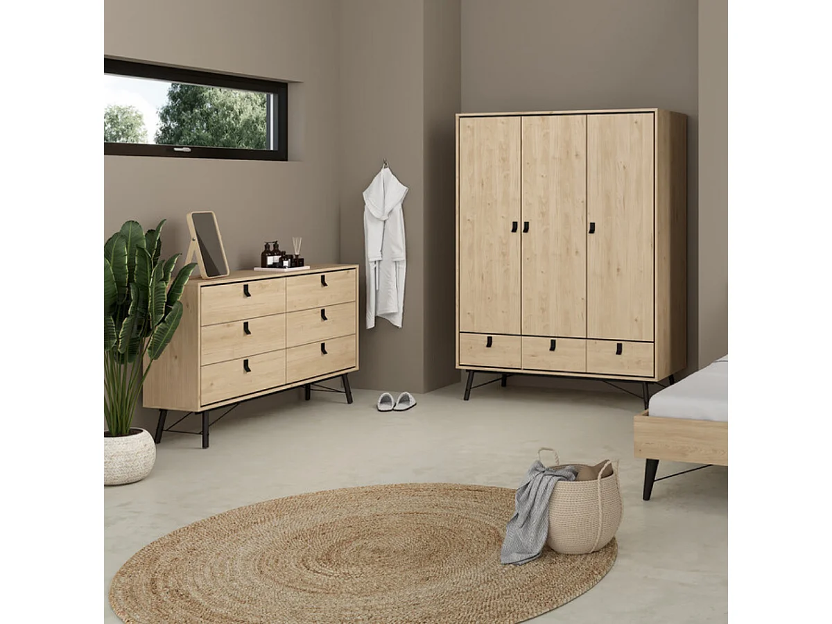 Commode double 6 tiroirs avec piètement métallique L150,3 cm - JOYCE