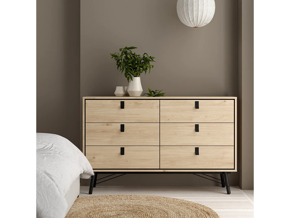 Dubbele ladekast met 6 lades en metalen onderstel B150,3 cm – JOYCE