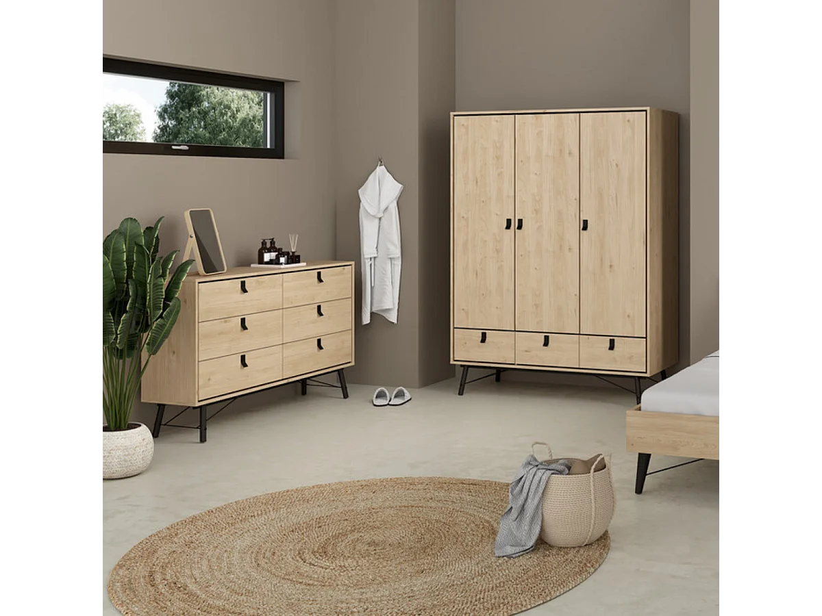 Dubbele ladekast met 6 lades en metalen onderstel B150,3 cm – JOYCE