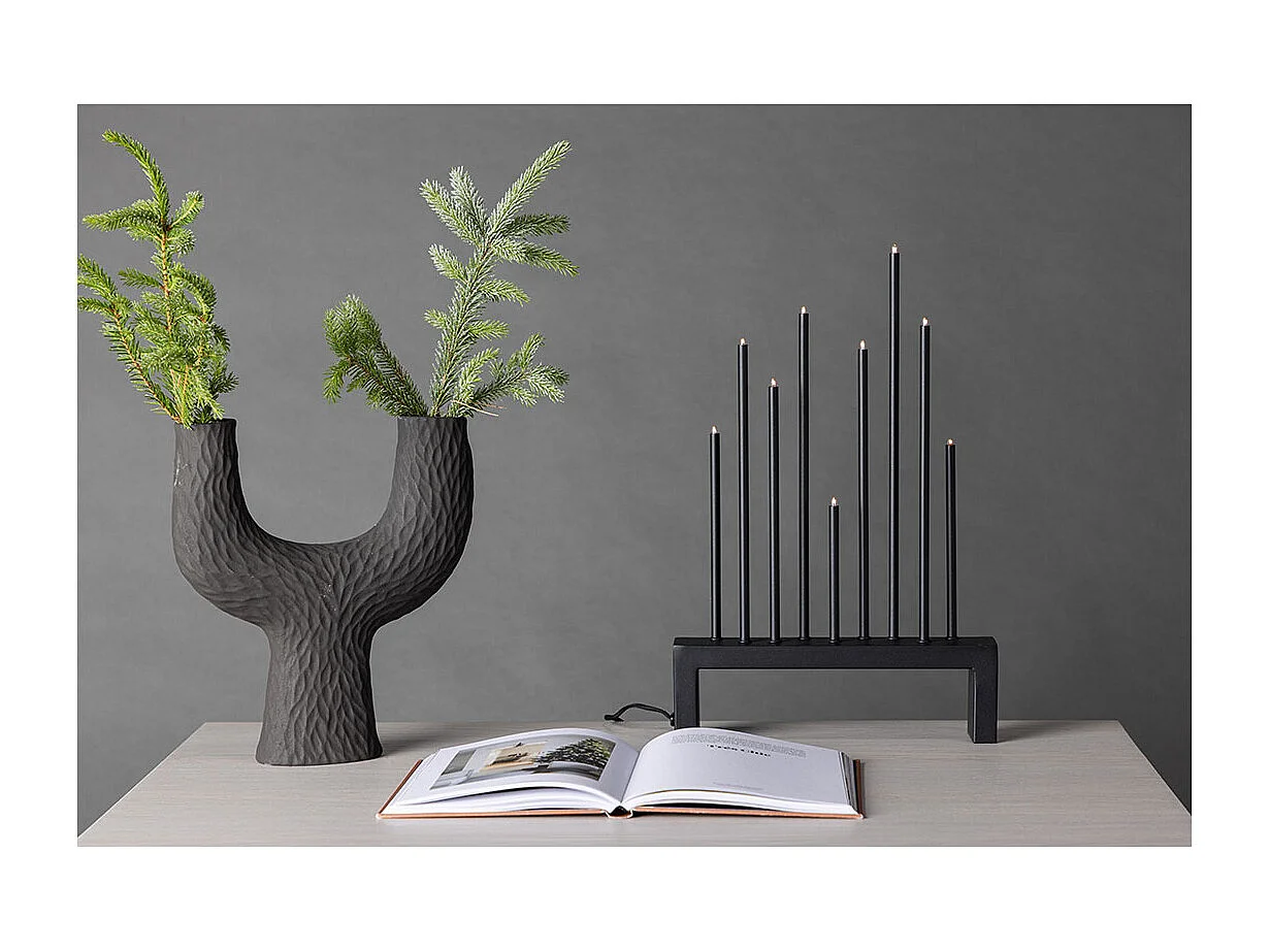 Vallåsen - Soporte de adviento eléctrico, 9 luces, color negro.