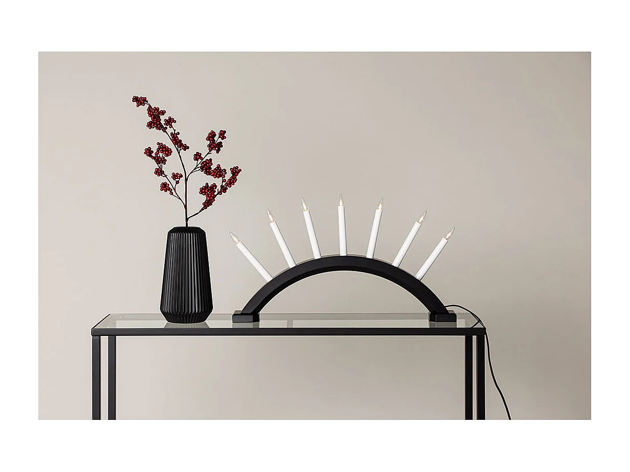 Kebnekaise - Soporte de adviento eléctrico con 7 luces, color negro.