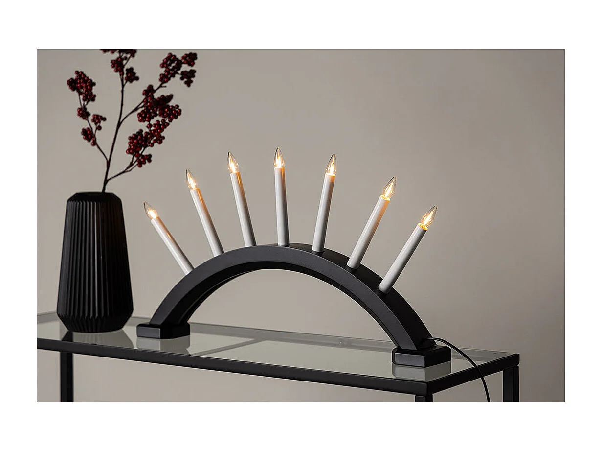 Kebnekaise - Soporte de adviento eléctrico con 7 luces, color negro.