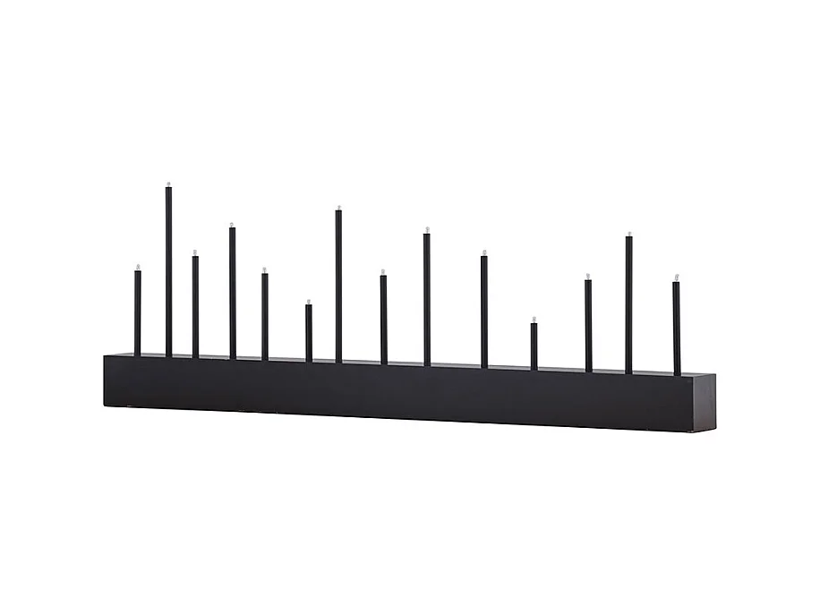 Soporte de adviento eléctrico Kungsberget con 14 luces, color negro.