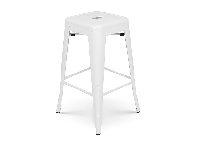 Tabouret de bar en métal blanc mat style industriel - Hauteur 66 cm