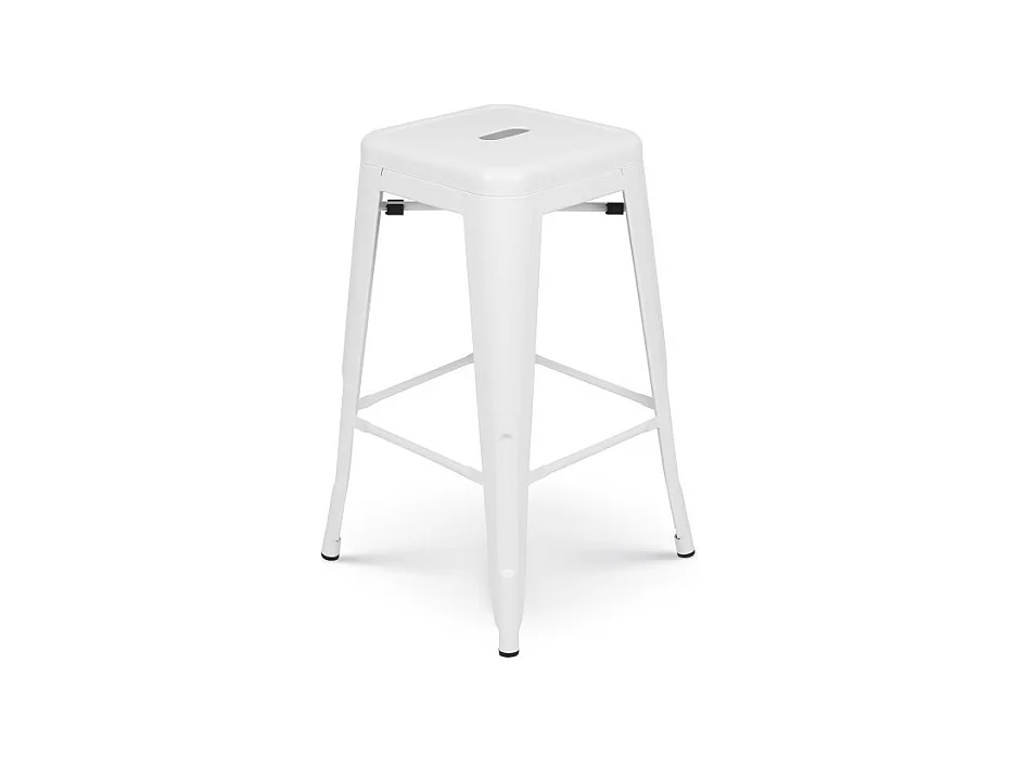 Tabouret de bar en métal blanc mat style industriel - Hauteur 66 cm