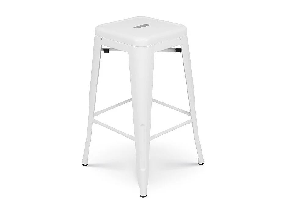 Tabouret de bar en métal blanc mat style industriel - Hauteur 66 cm
