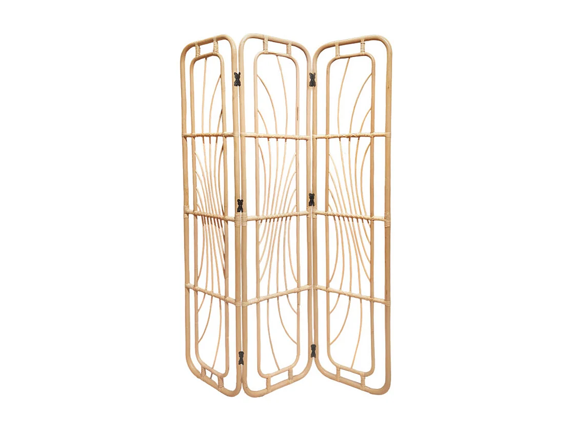 Paravent H. 180 cm en rotin naturel ajouré formes organiques – HAZEL