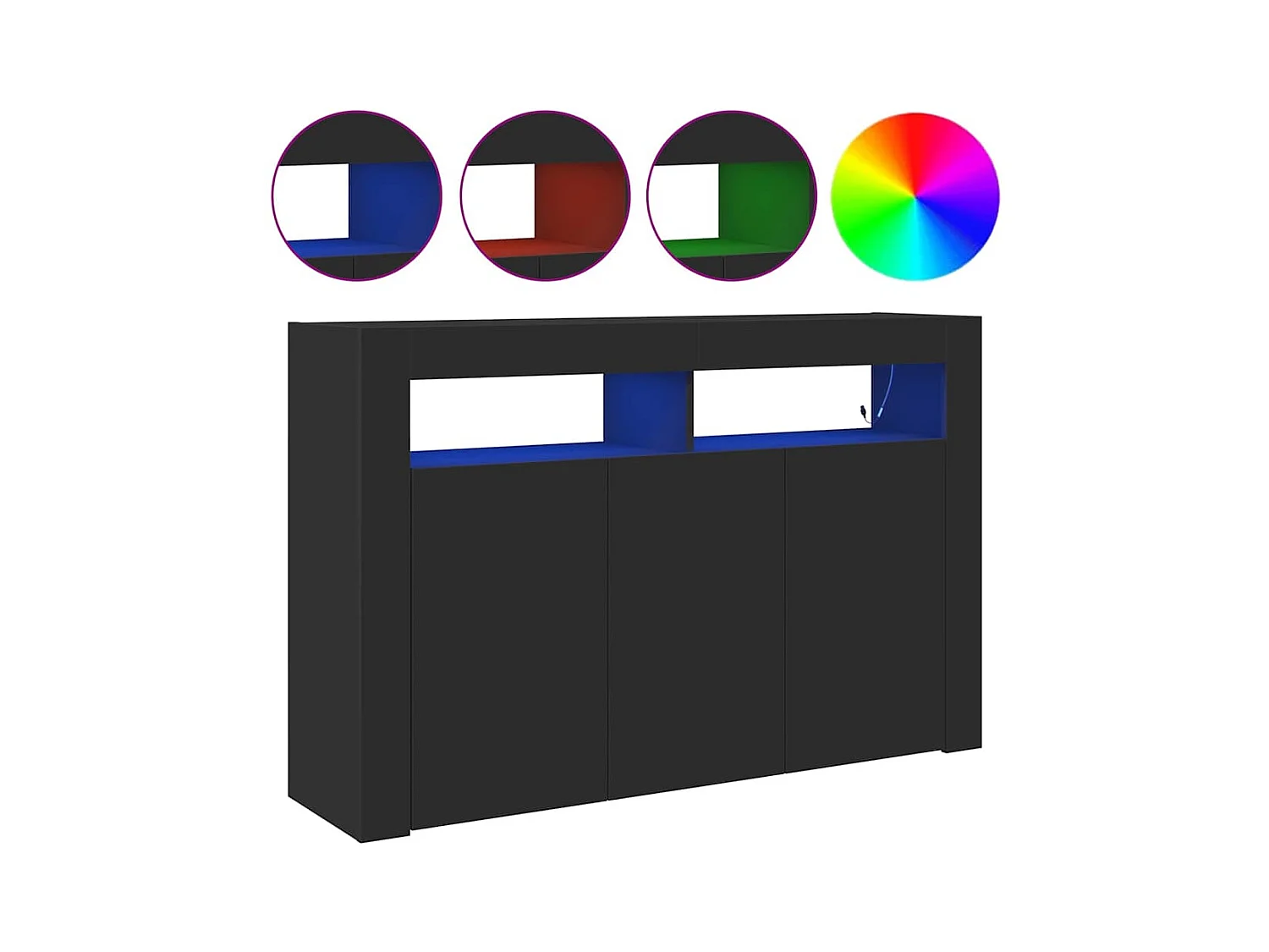 Buffet Noir 116 x 30 x 75 cm Bois d'ingénierie