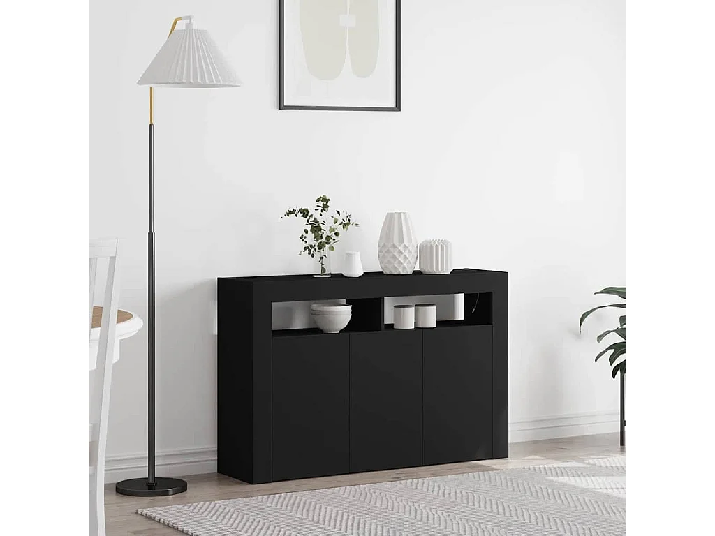 Buffet Noir 116 x 30 x 75 cm Bois d'ingénierie
