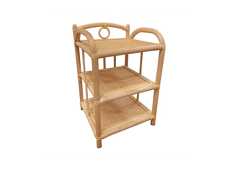 Table de chevet H. 55 cm en rotin naturel avec 3 tablettes – HAZEL