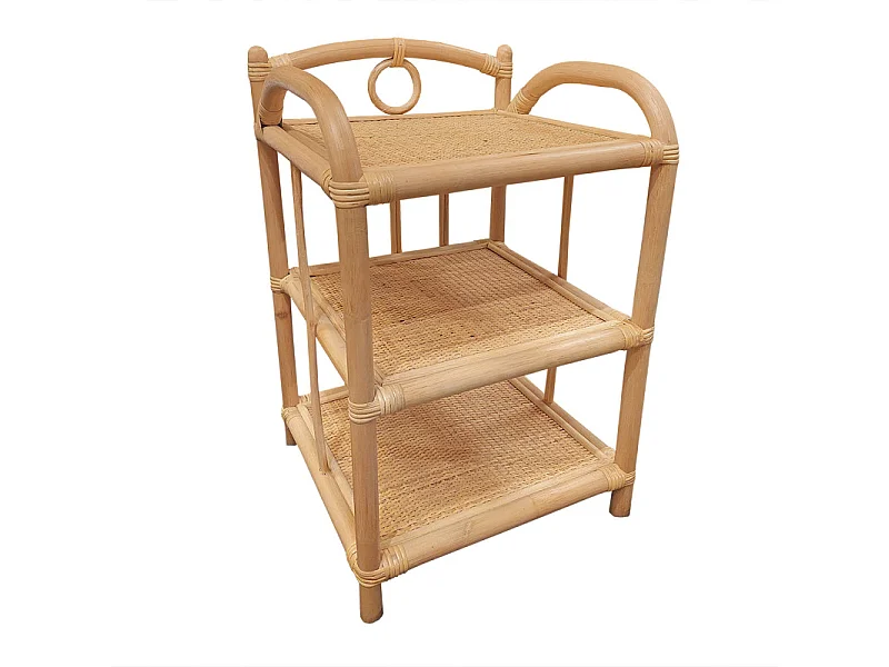 Table de chevet H. 55 cm en rotin naturel avec 3 tablettes – HAZEL