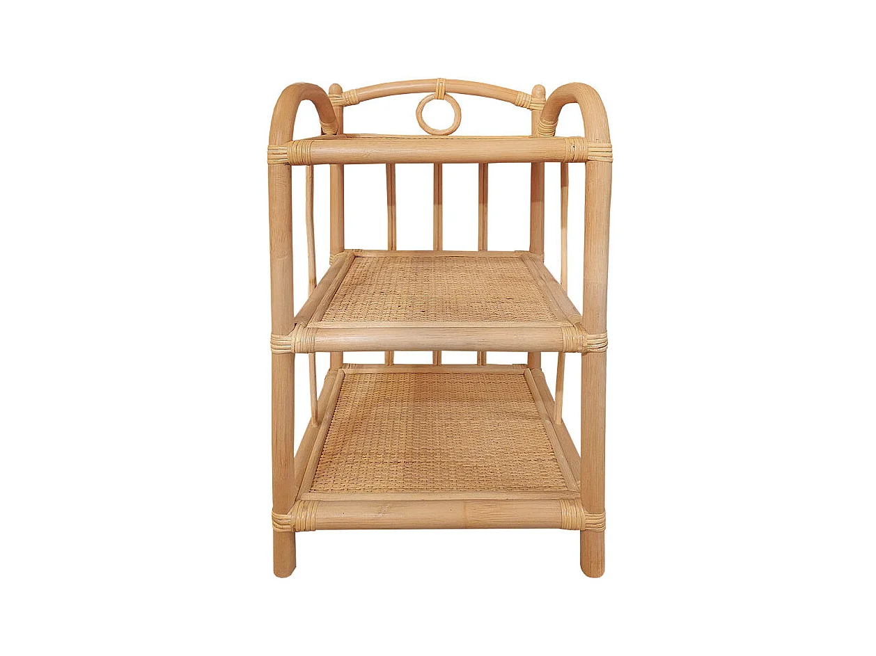 Table de chevet H. 55 cm en rotin naturel avec 3 tablettes – HAZEL