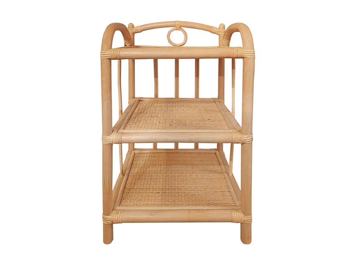 Table de chevet H. 55 cm en rotin naturel avec 3 tablettes – HAZEL