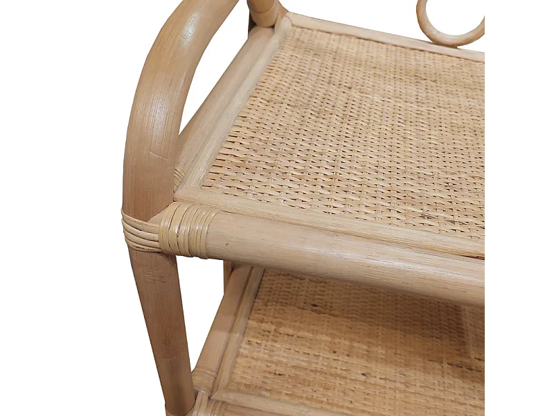 Table de chevet H. 55 cm en rotin naturel avec 3 tablettes – HAZEL