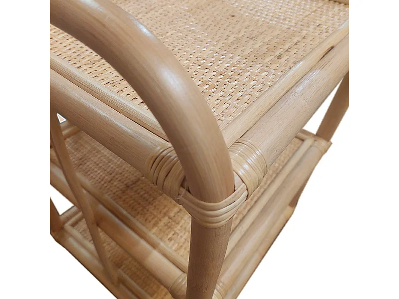 Table de chevet H. 55 cm en rotin naturel avec 3 tablettes – HAZEL