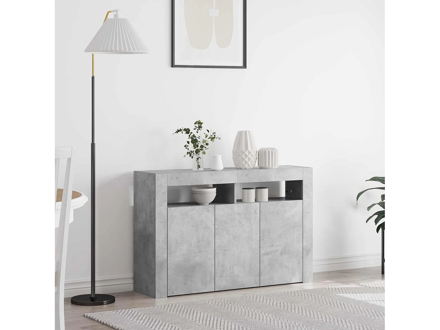 Buffet Gris béton 116 x 30 x 75 cm Bois d'ingénierie