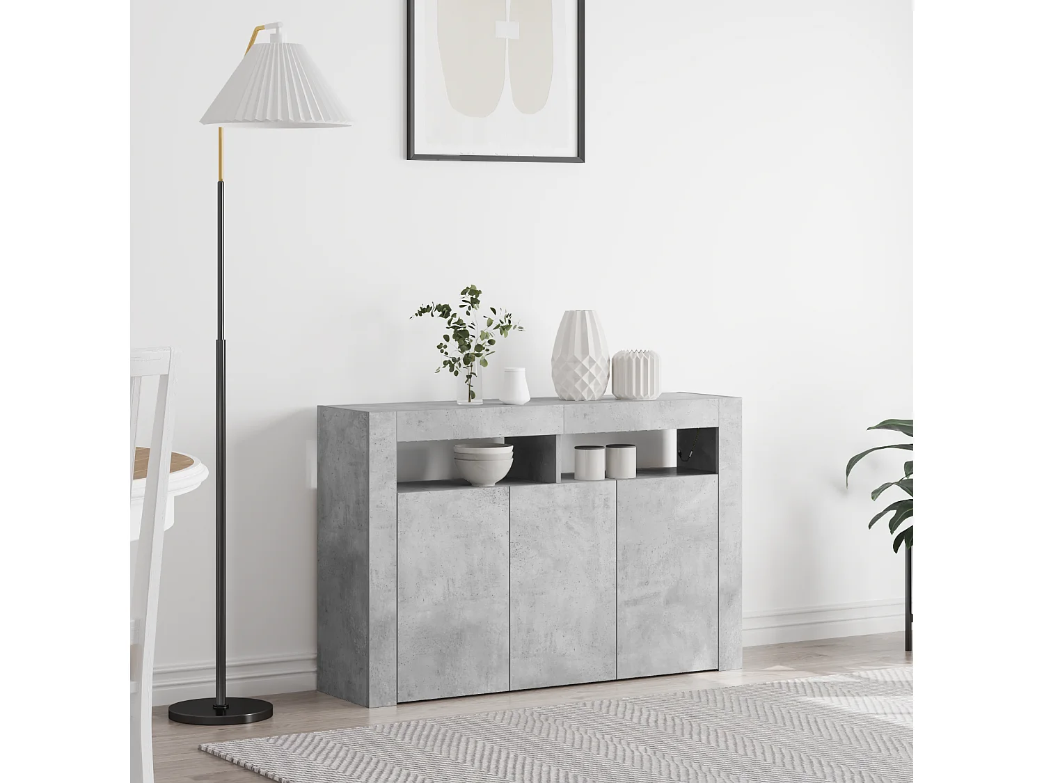 Buffet Gris béton 116 x 30 x 75 cm Bois d'ingénierie