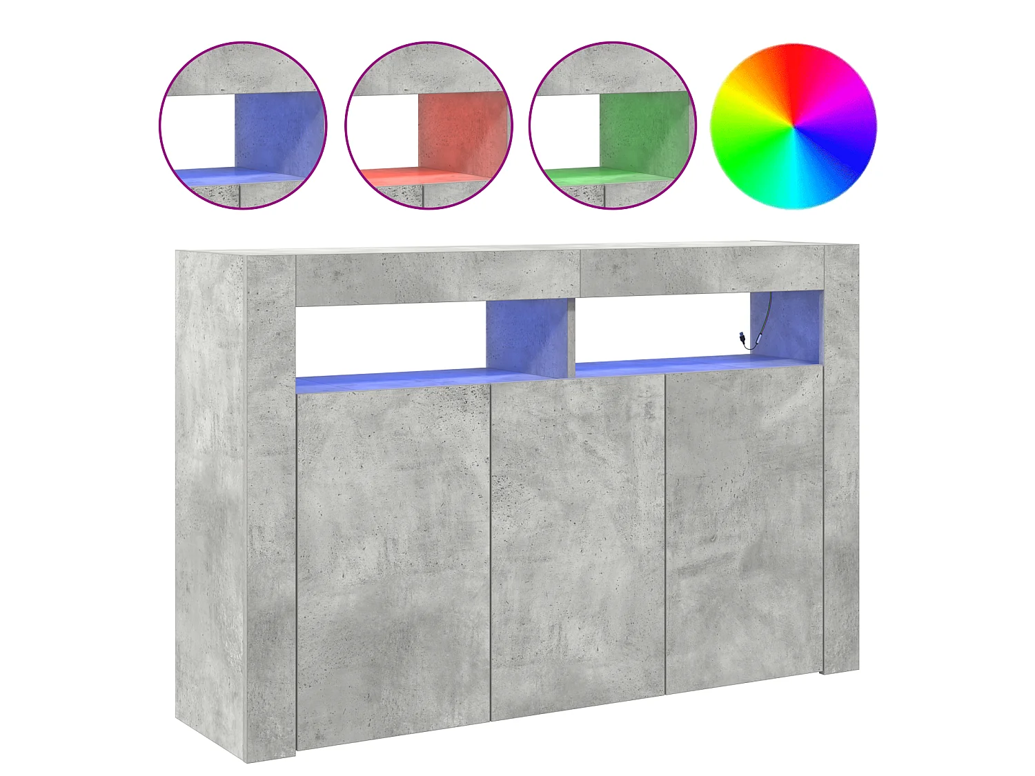 Buffet Gris béton 116 x 30 x 75 cm Bois d'ingénierie