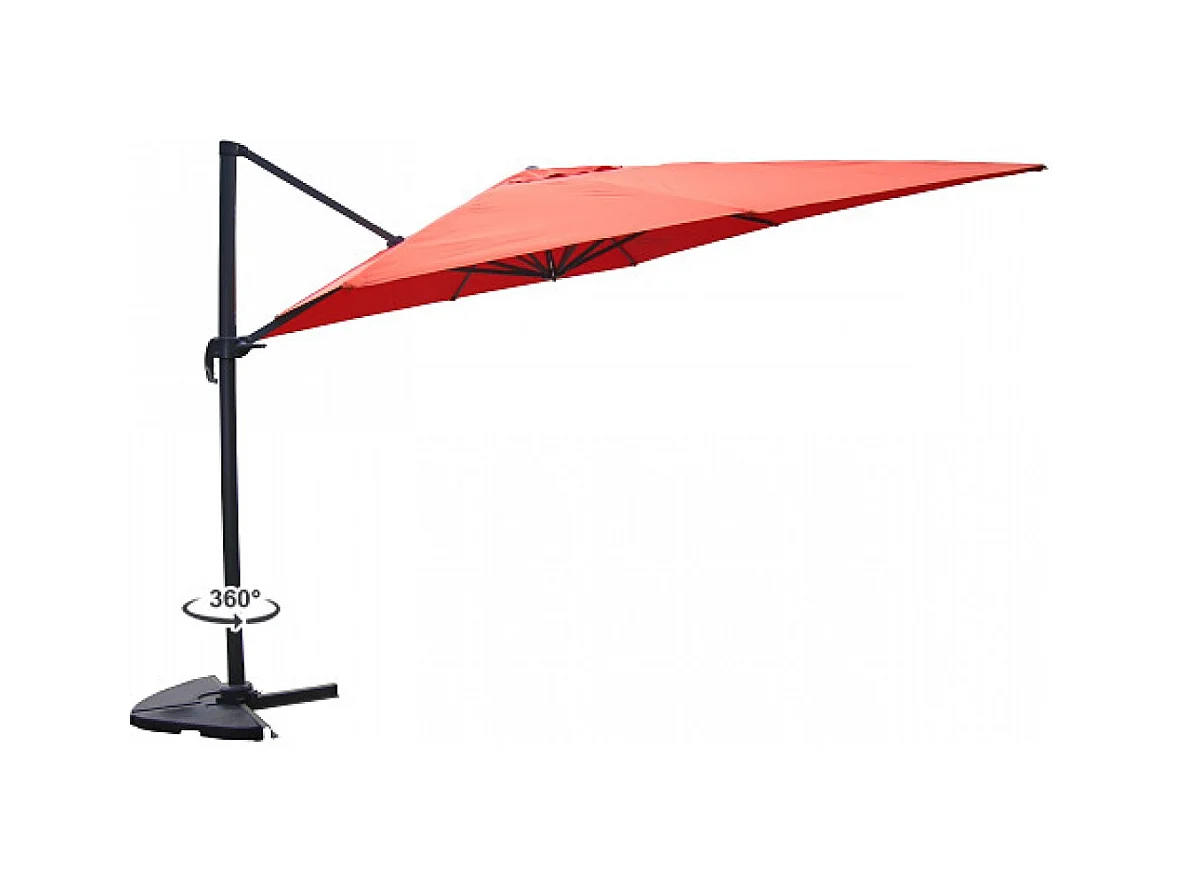 Bundle parasol 3x4m déporté rotatif terracotta + housse CESARE