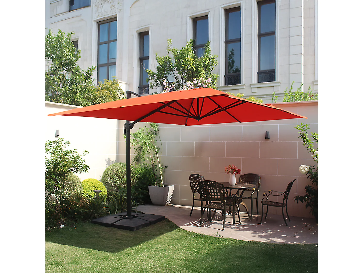 Rechthoekige 3x4m Verplaatste Draaibare Terracotta Aluminium Parasol + Hoes