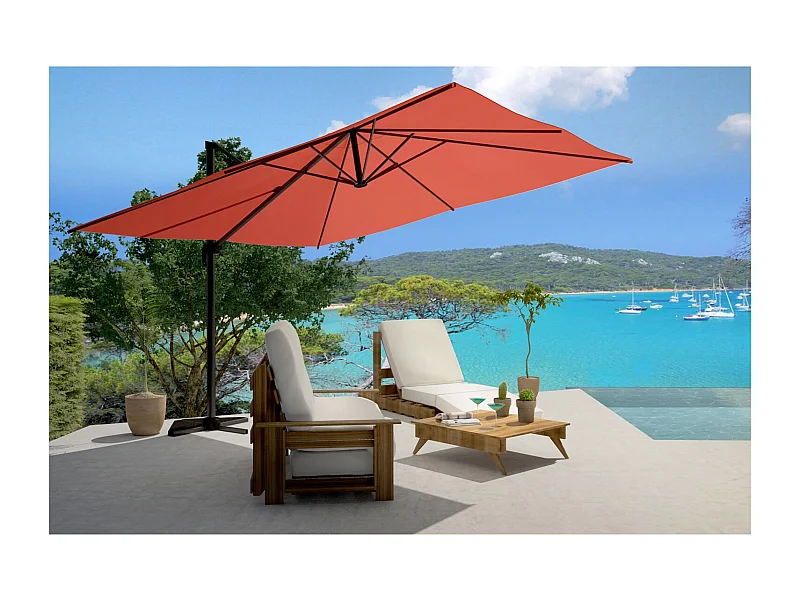 Rechthoekige 3x4m Verplaatste Draaibare Terracotta Aluminium Parasol + Hoes