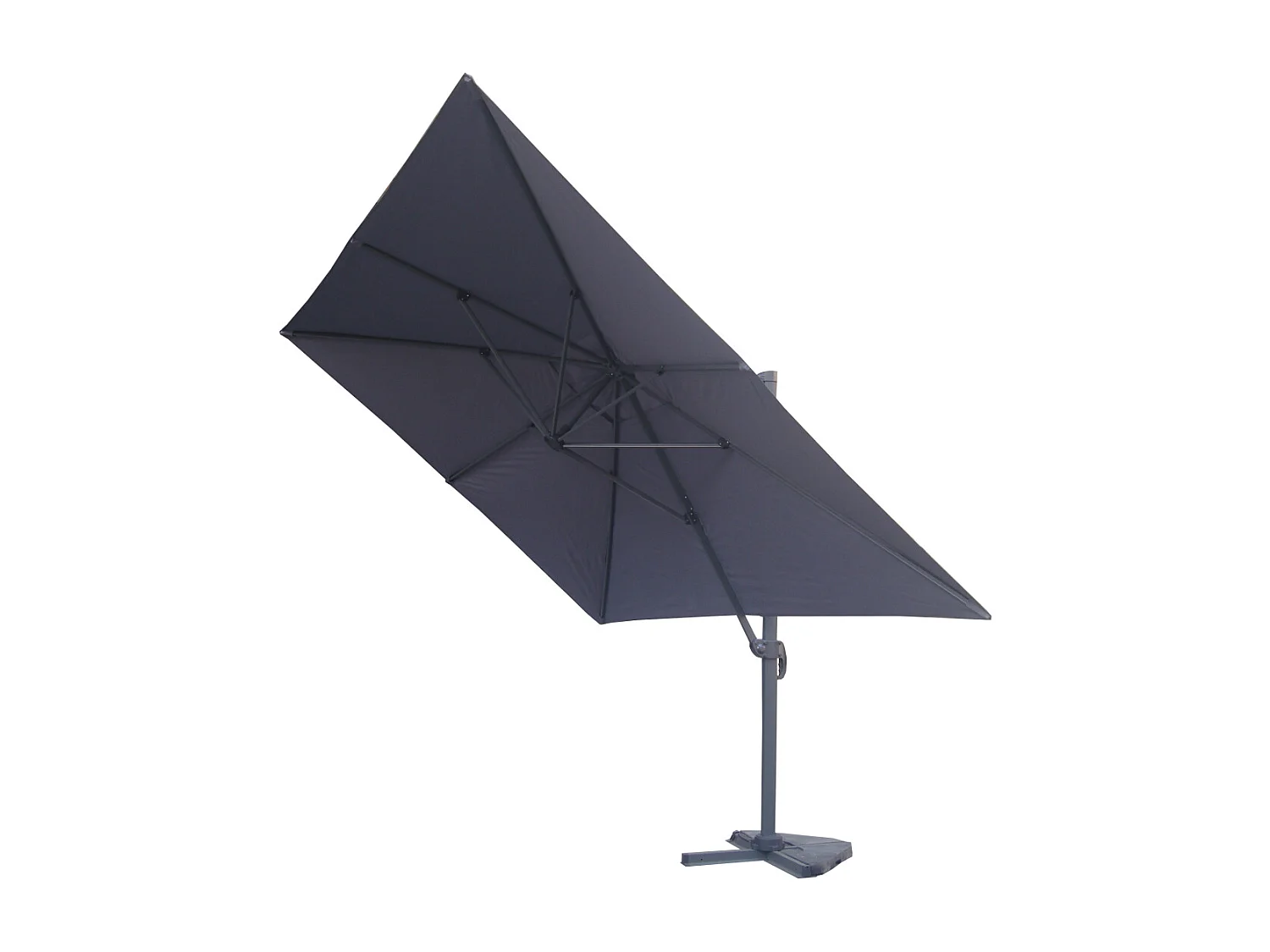 Bundle parasol 3x4m déporté rotatif gris + housse CESARE