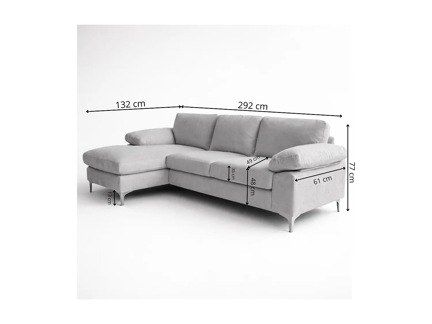 Canapé de canto 4-5 lugares em veludo cotelê verde GALWAY