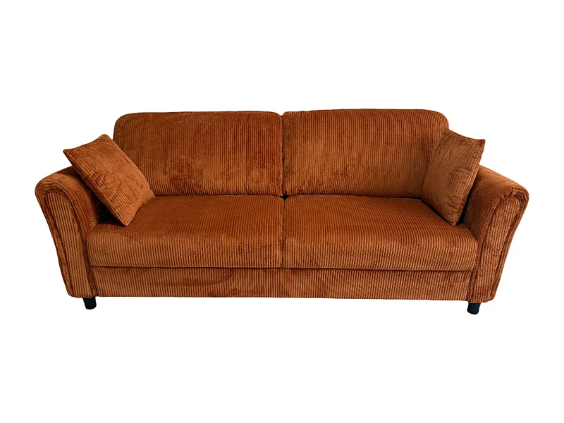Sofá de 4 plazas en terciopelo acanalado terracota LUCERNE - Cómodo y elegante