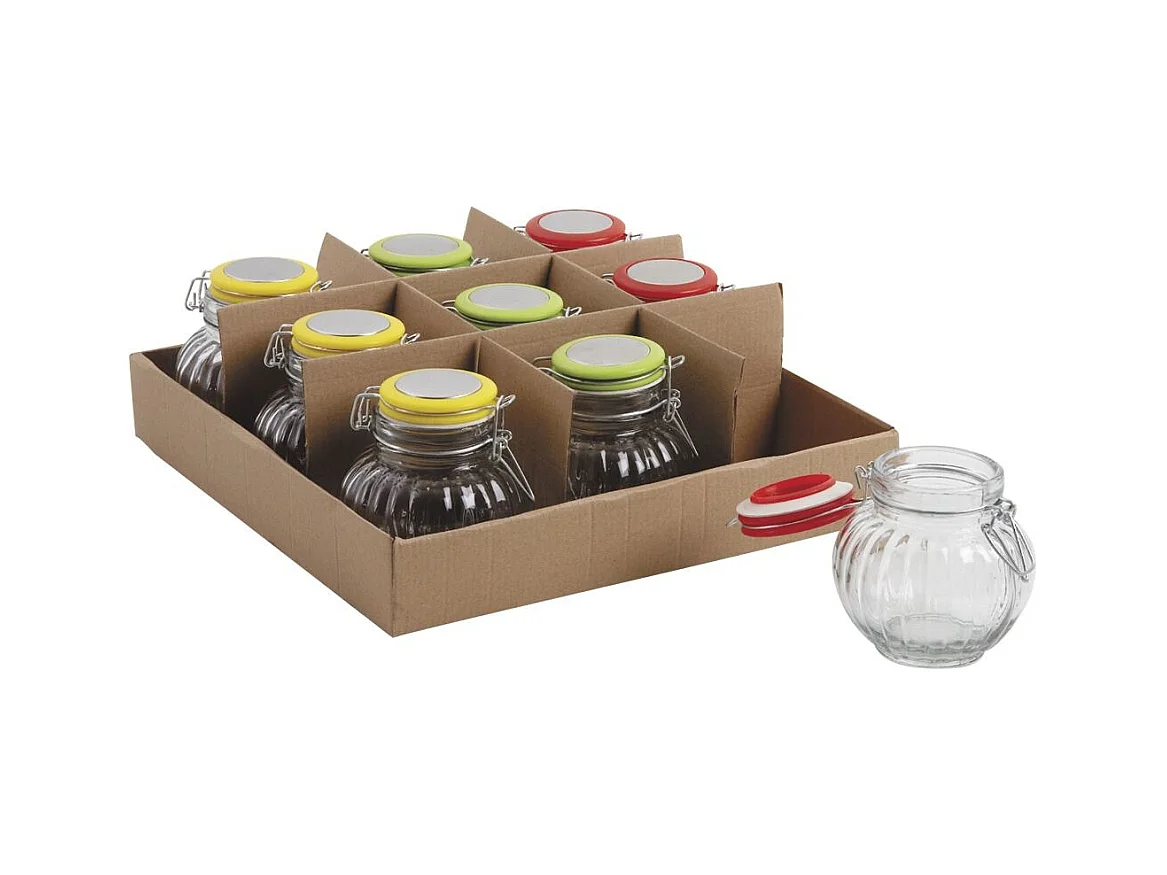 Bocal rond en verre diamètre 9.5 cm Lot de 9