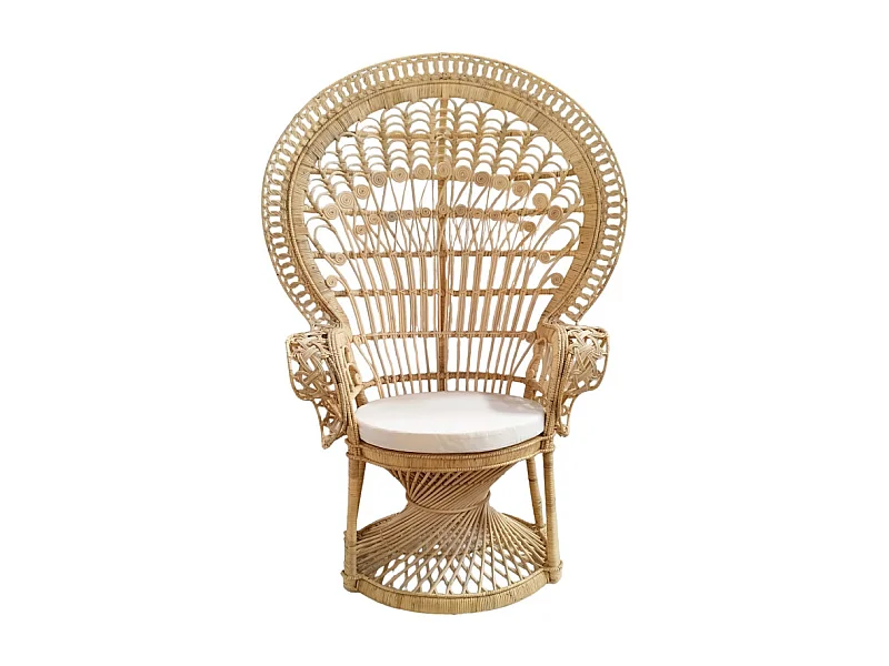 Grand fauteuil Emmanuelle en rotin naturel tressé – MAGNOLIA