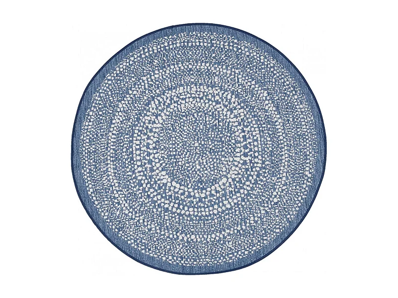 Tapis rond bleu hypoallergénique et résistant D120 cm - MEGARA 4482