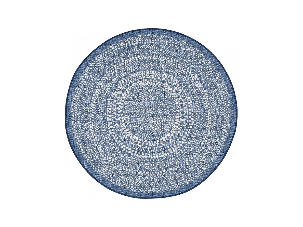 Tapis rond bleu hypoallergénique et résistant D120 cm - MEGARA 4482